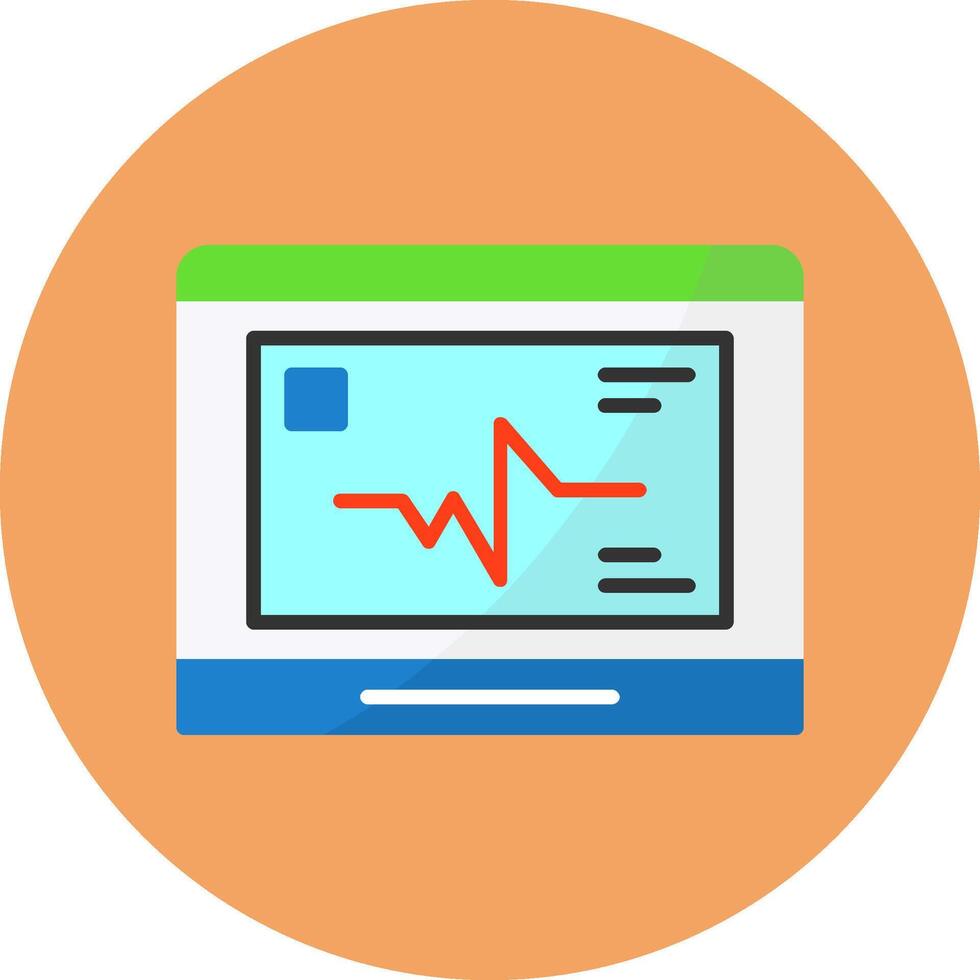 Ecg monitor Flat Circle Style Icon vector