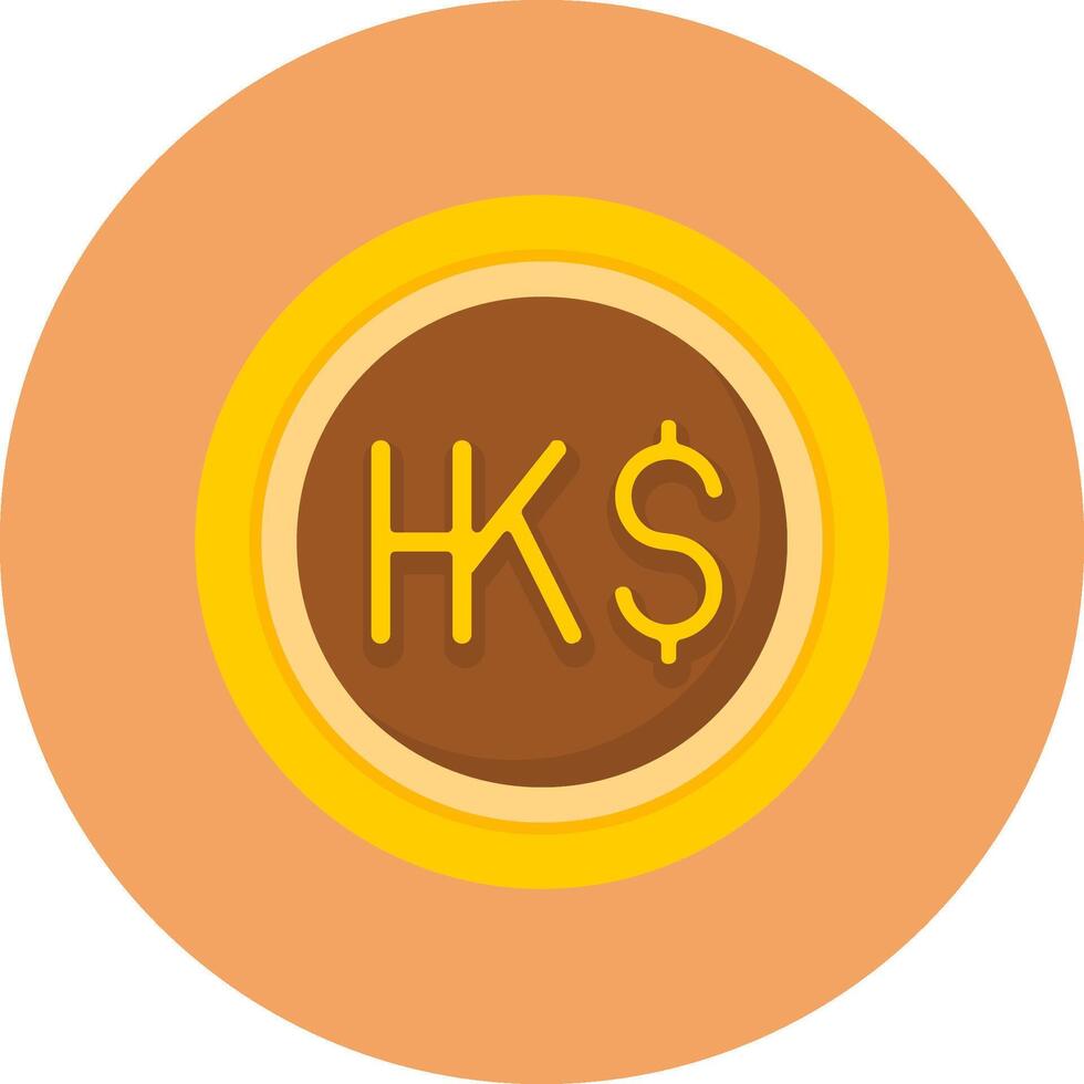 Hong Kong Dollar Sign Flat Circle Style Icon vector