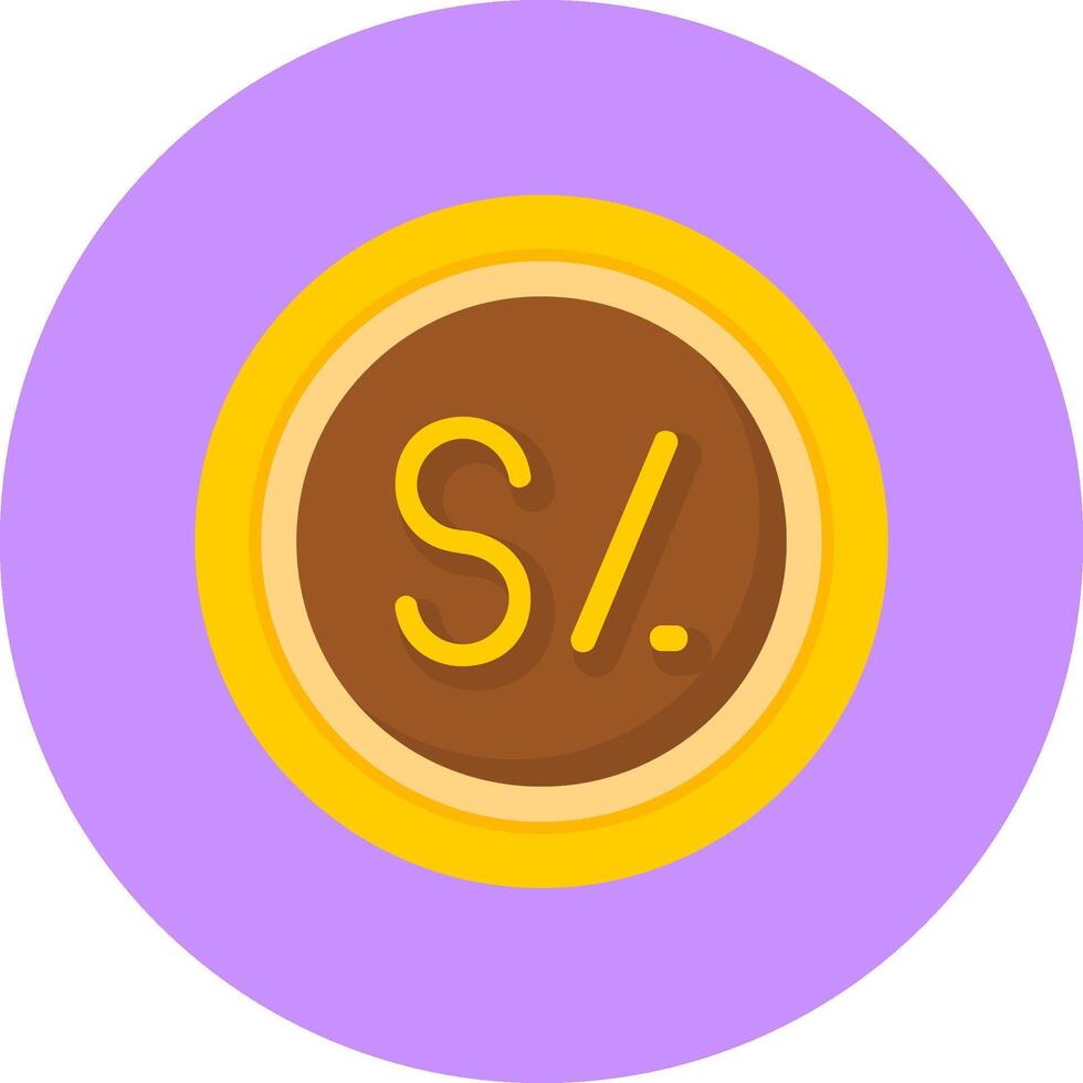 Peruvian Sol Sign Flat Circle Style Icon vector