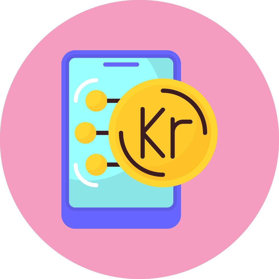 Swedish Krona Flat Circle Style Icon vector