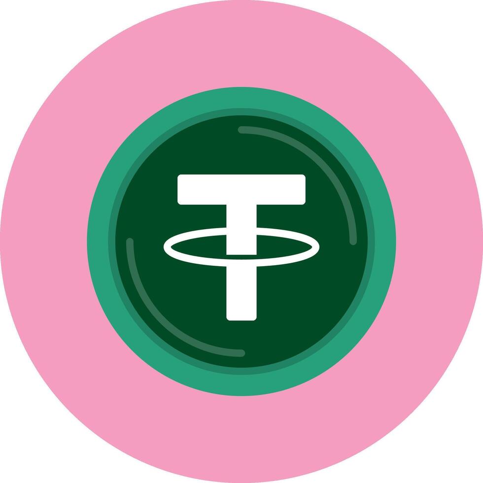 Tether Flat Circle Style Icon vector