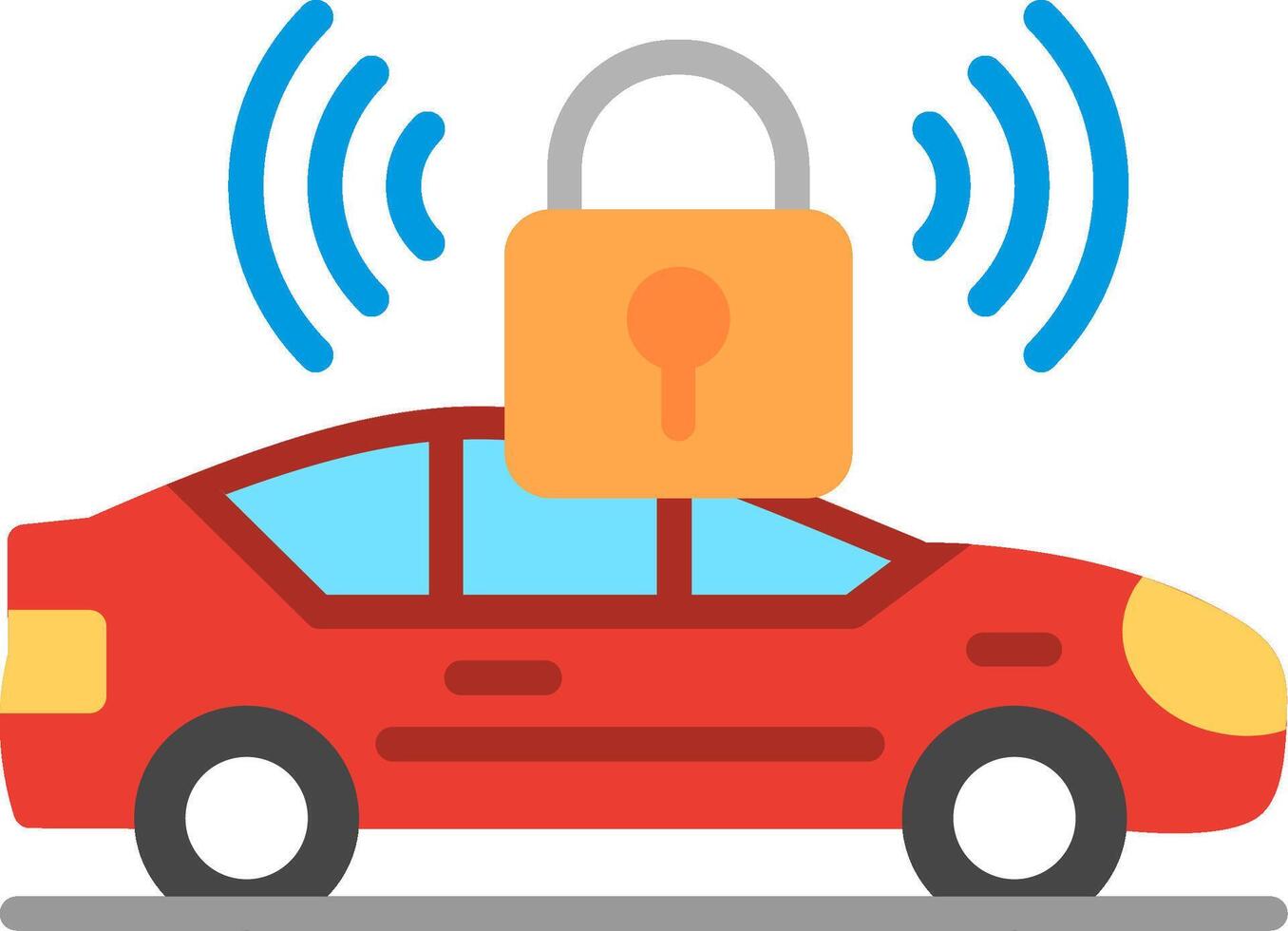Locked Car Flat Illustration Design vector
