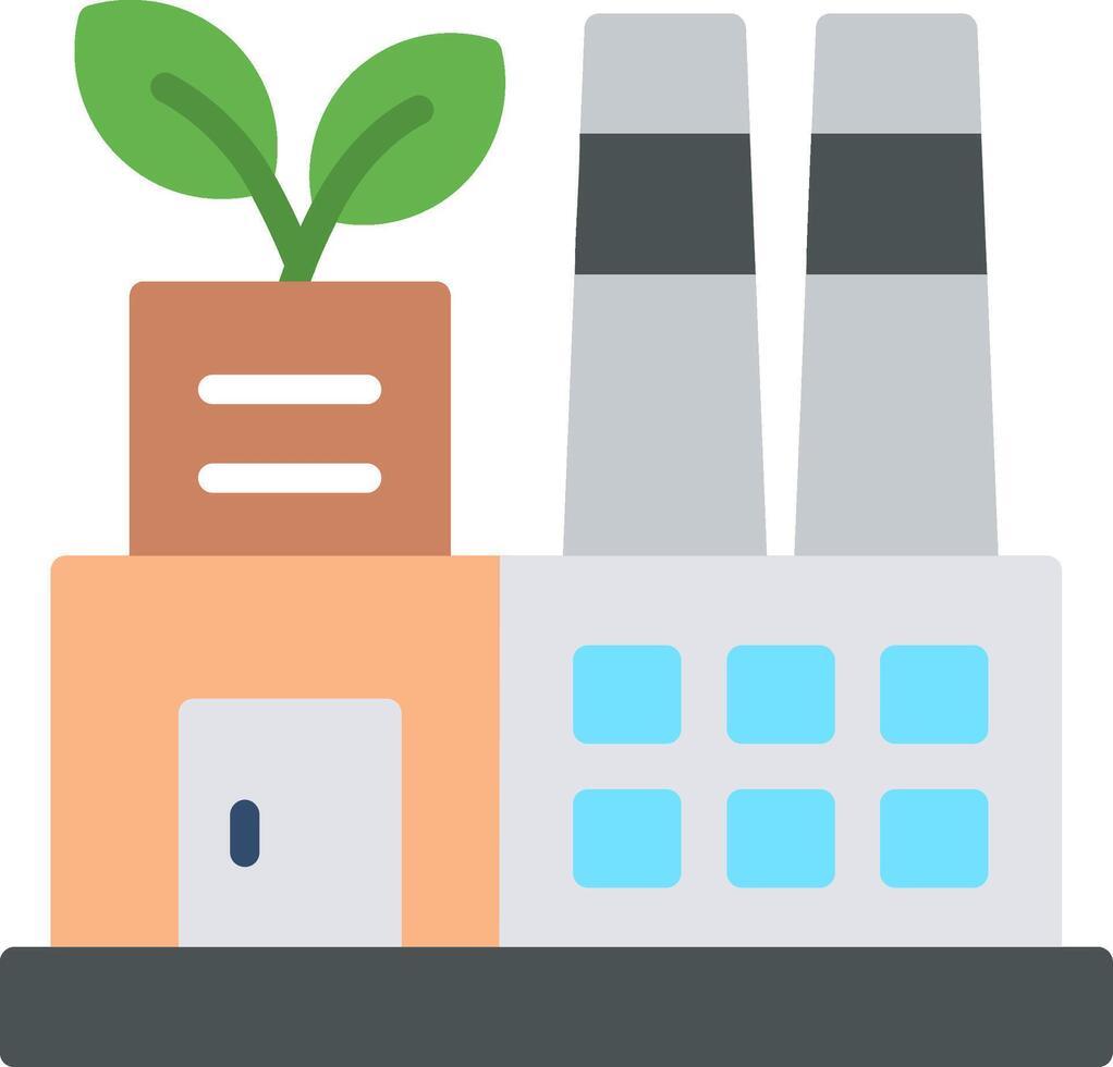 Green Factory Flat Illustration Design vector