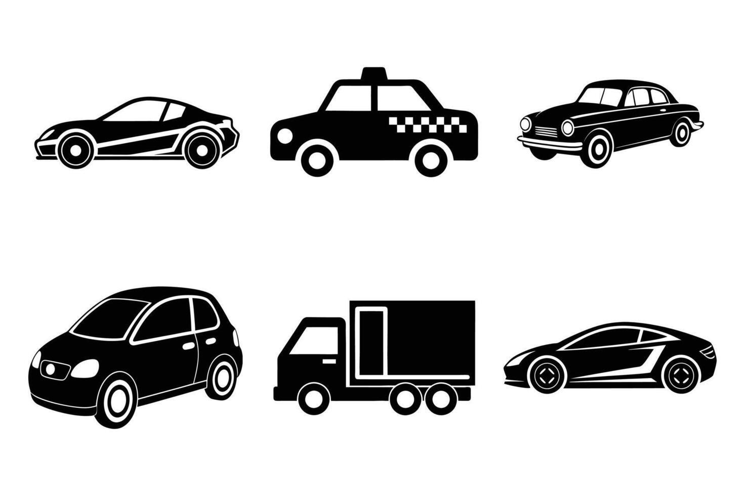 Set of car icon silhouette design vector