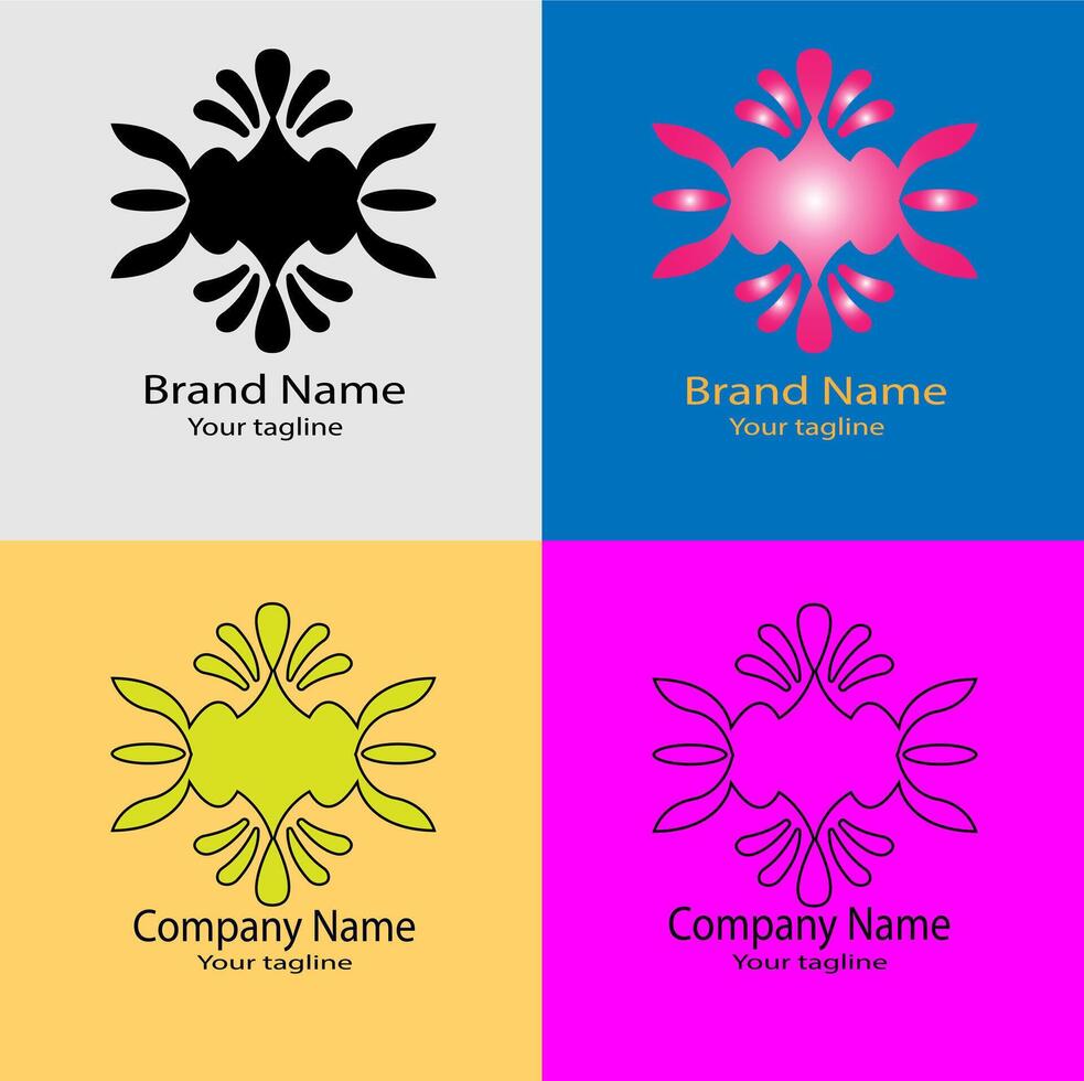 Elegant Symmetrical Symbol, Black Bloom Crest, Abstract Nature Fusion, Ornate Balance, Harmonious Floral Motif Logo vector