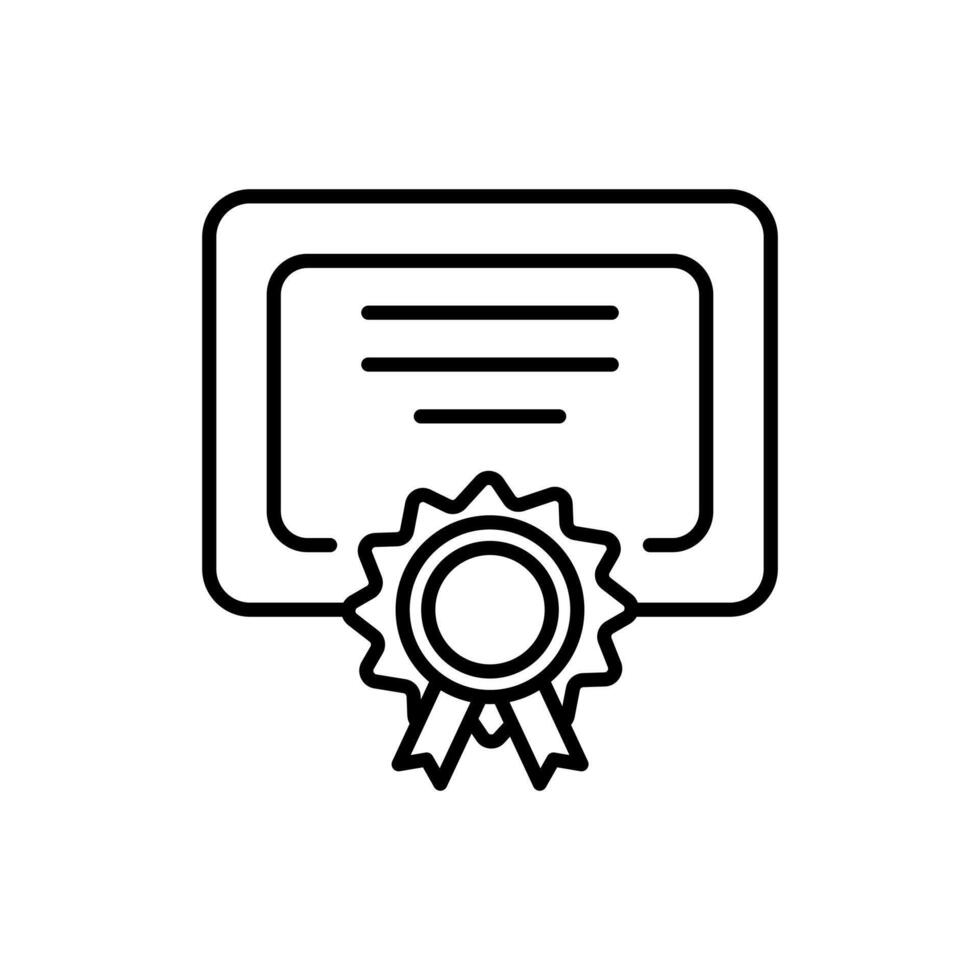 icon certificate, Certificate with ribboned seal symbolizes achievement. Suitable for award ceremony invitations, graduation announcements, or professional certifications vector
