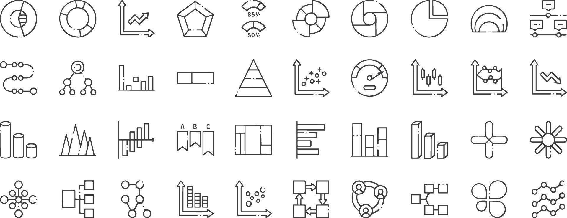 graphs and charts icons set vector