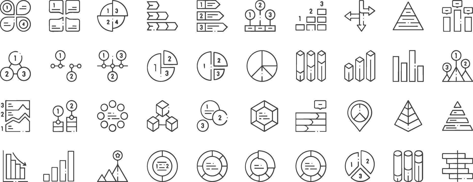 graphs and charts icons set vector