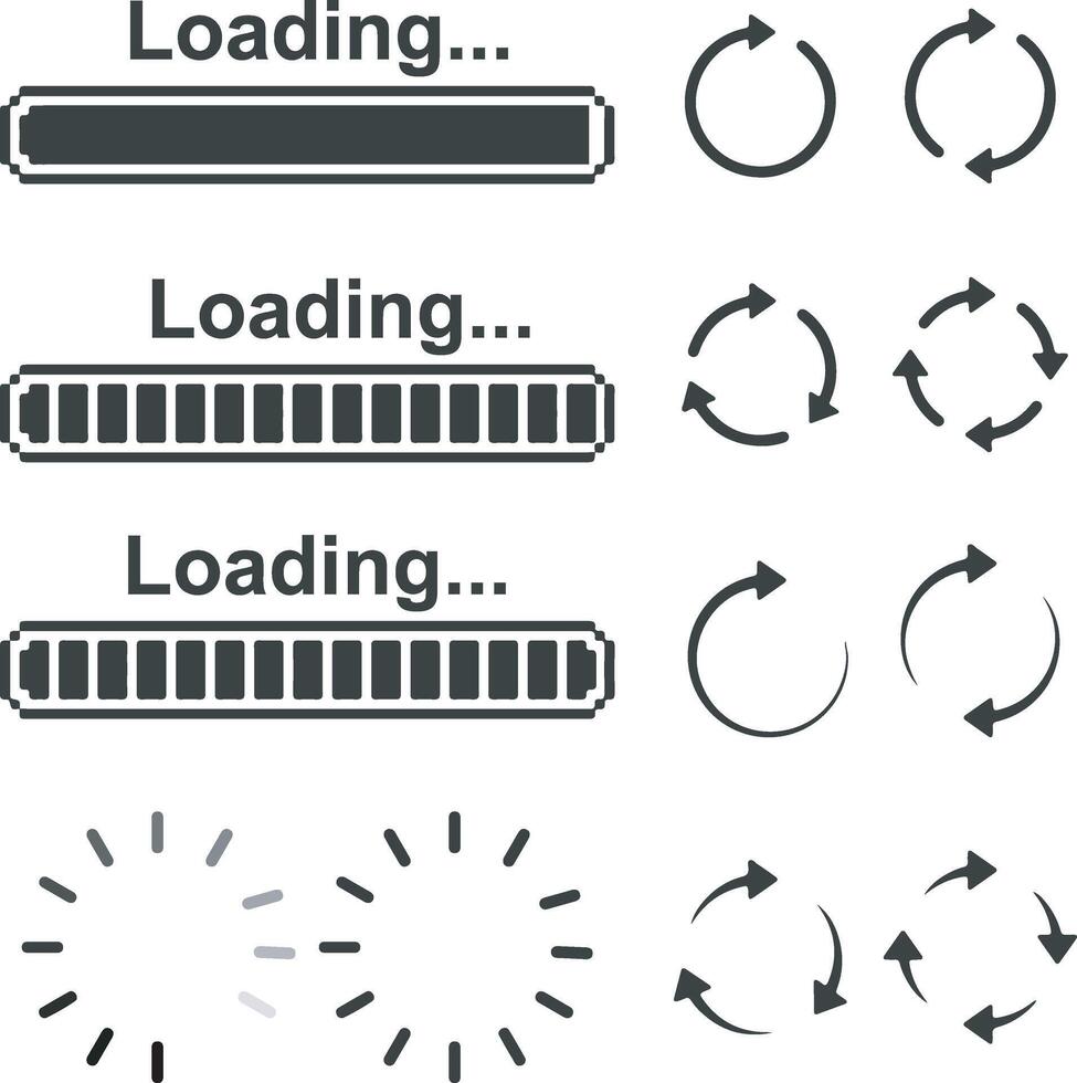 set of loading bar, waiting and digital loop icons. suitable for web design, apps and mobile loading transitions vector