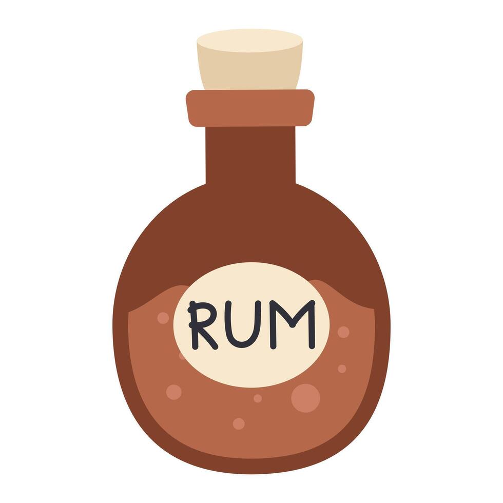 Pirate bottle with rum. illustration. vector