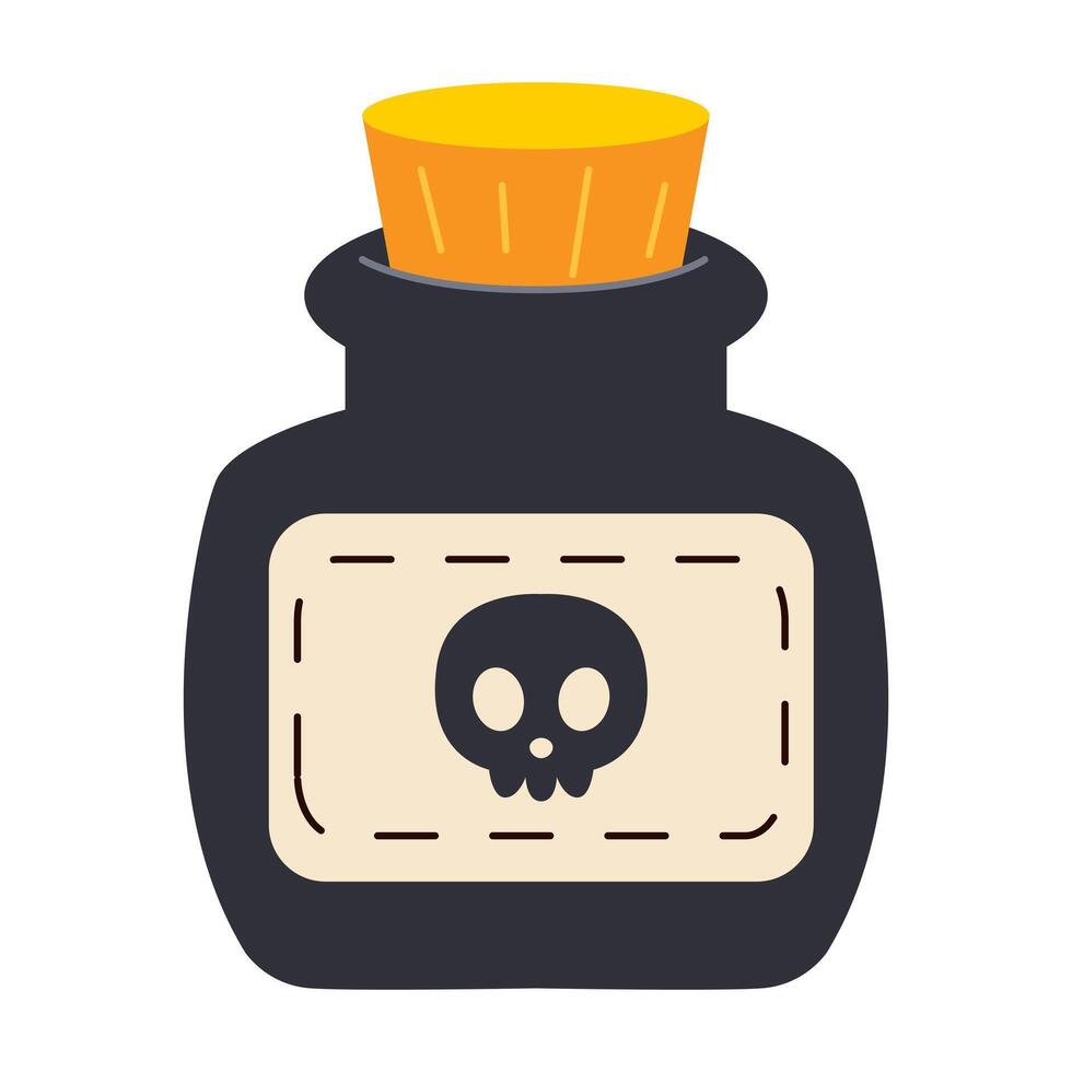 Pirate bottle with skull. illustration. vector