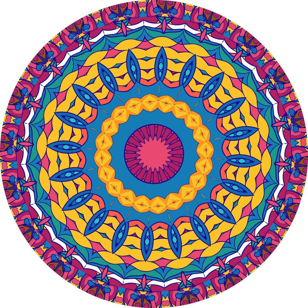 Dynamic Mandala Featuring Concentric Circles and Vibrant Color Gradients vector