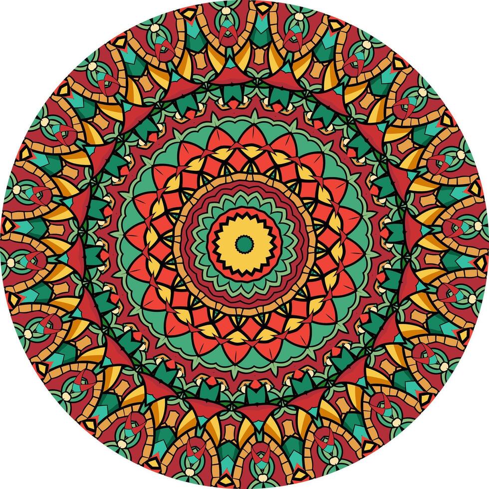 Bright Mandala Design for Relaxation Featuring Floral and Abstract Themes vector