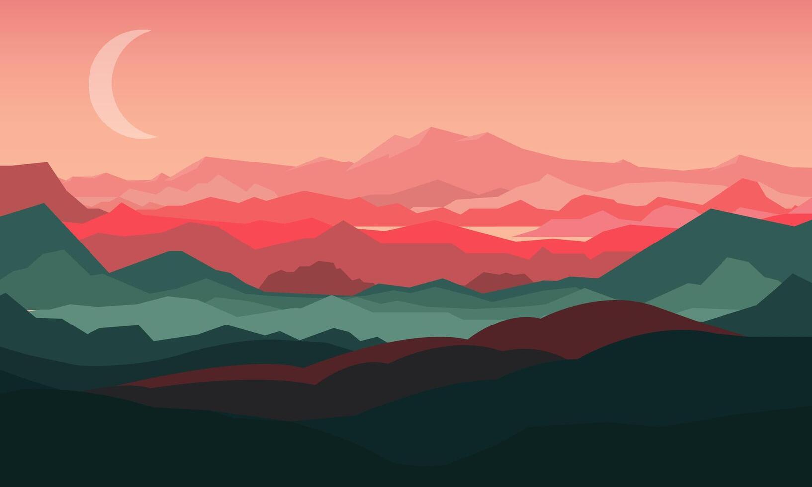 Mountains in the evening. illustration of a mountain landscape. vector
