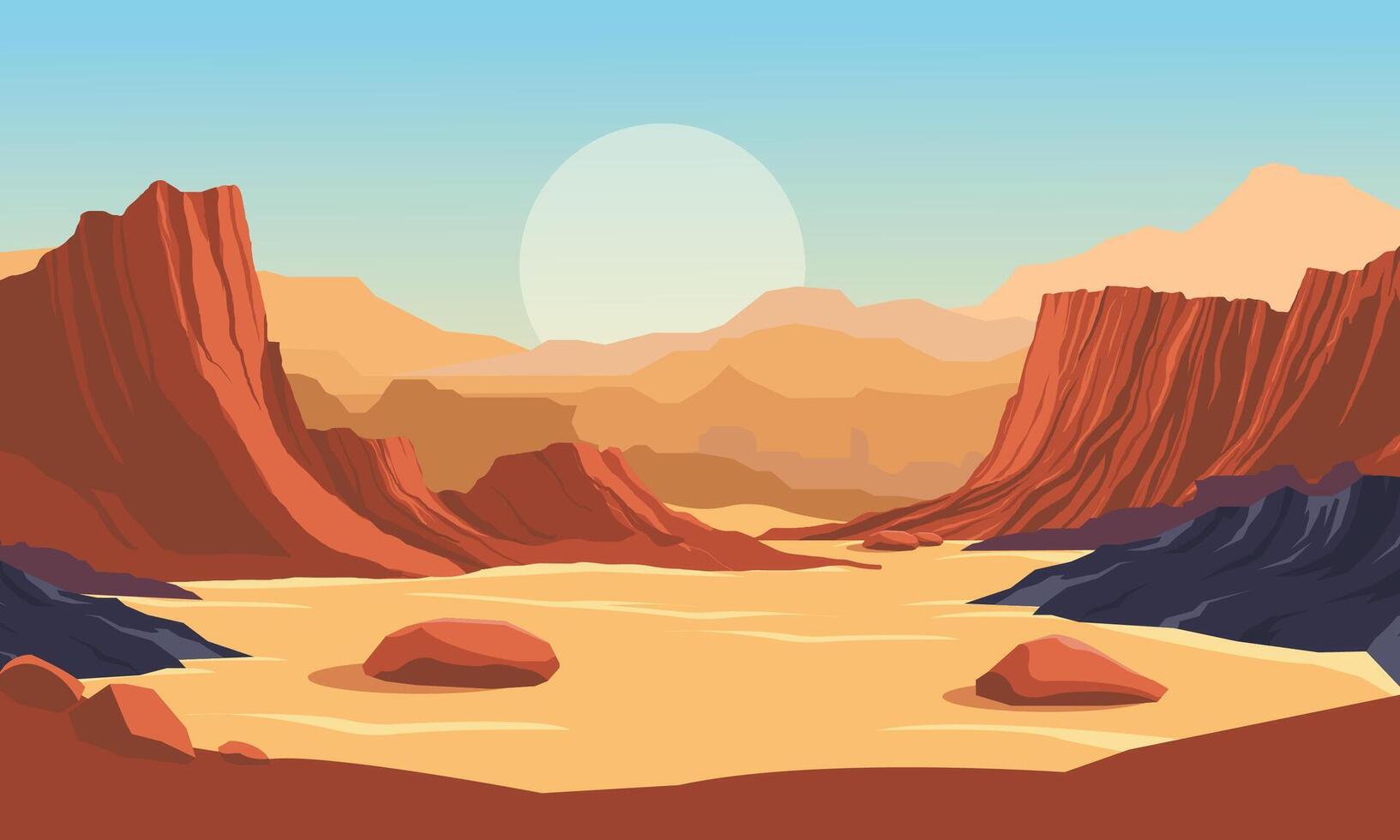 Landscape of the desert illustration in a flat style. vector