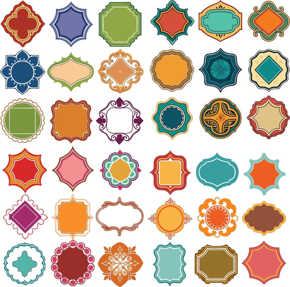 Islamic decorative shapes baroque frame on white background vector