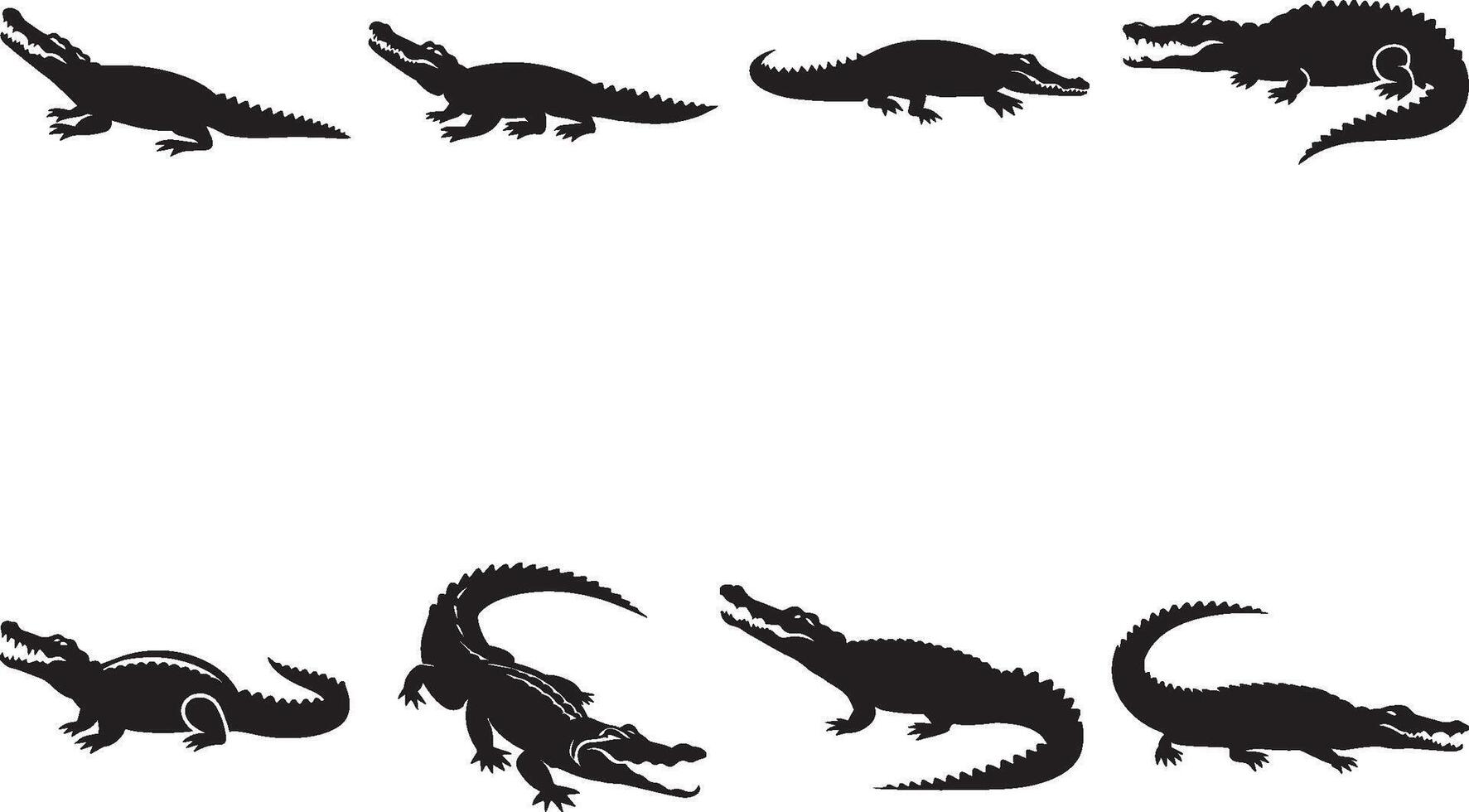 Crocodile Silhouette With White Background Icon Set vector