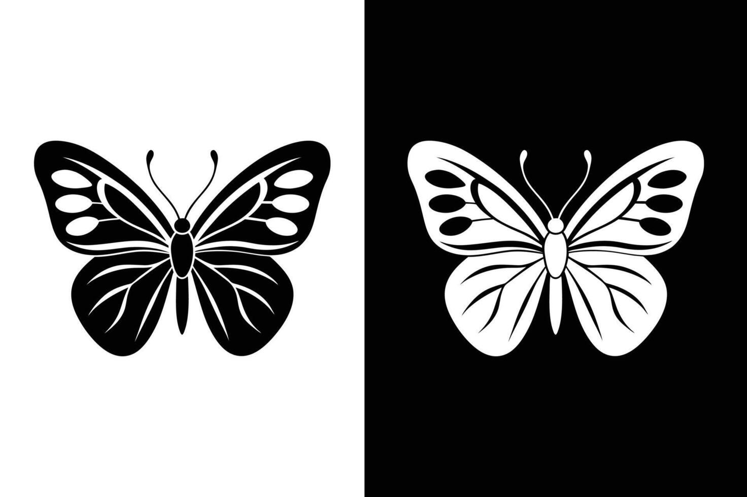Graceful Black Butterfly Silhouette. A Minimalist Design Set vector