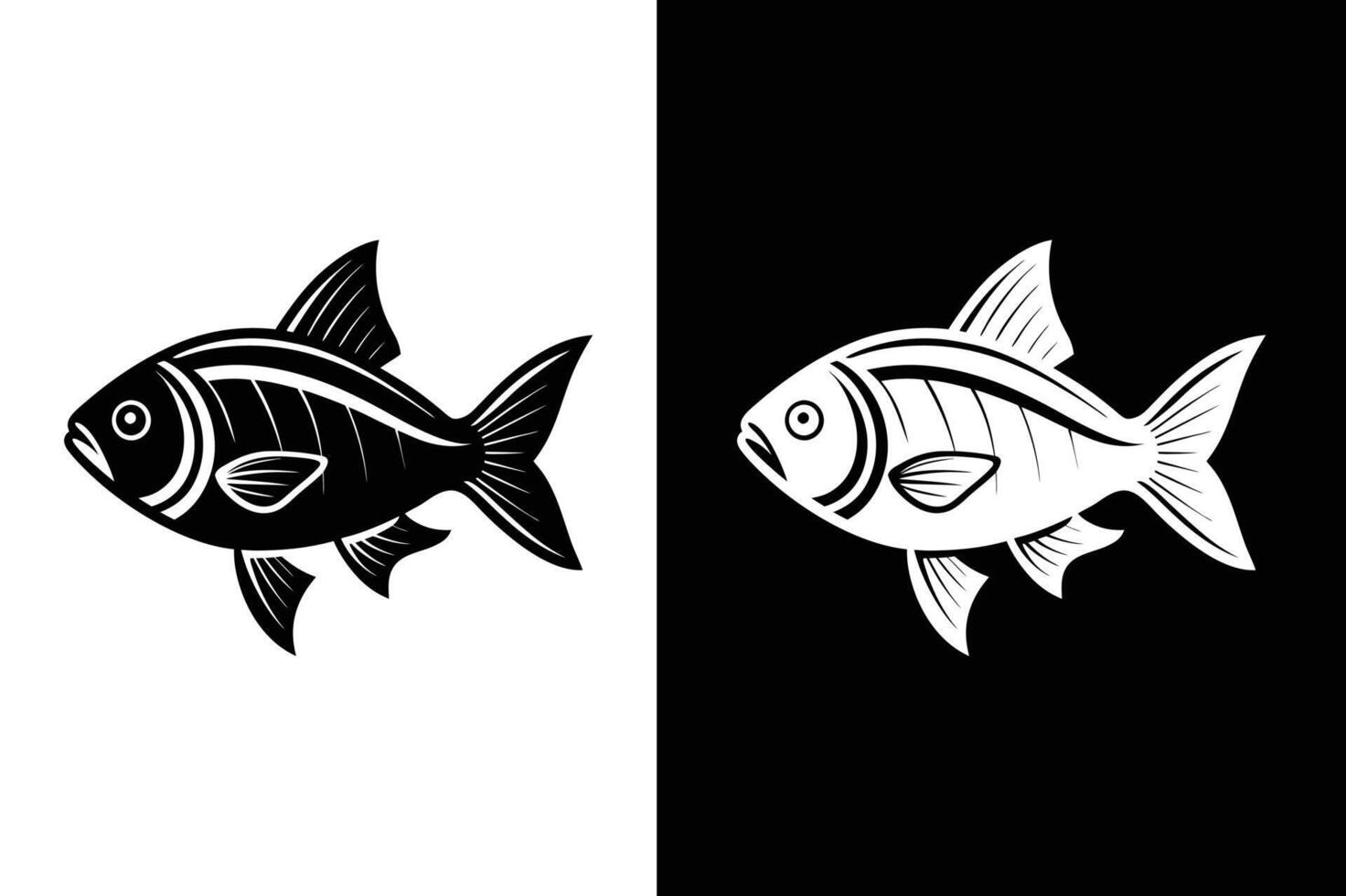 Minimalist Fish Icon. Black Silhouette Illustration vector