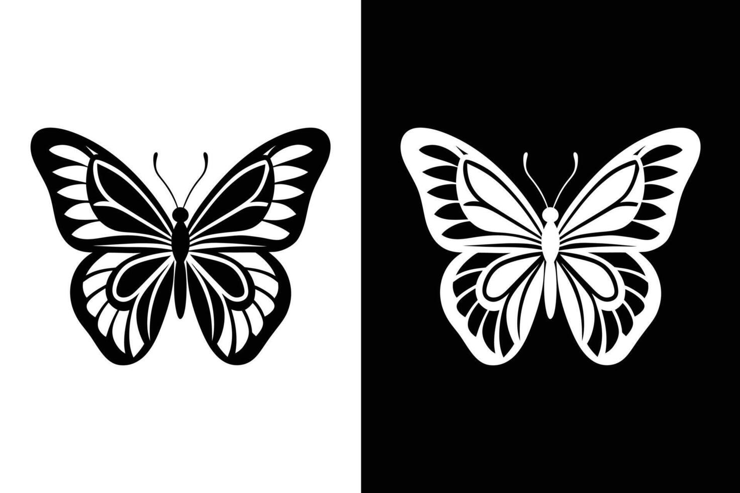 Isolated Black Butterfly Icons. Clean and Simple Pictograms vector