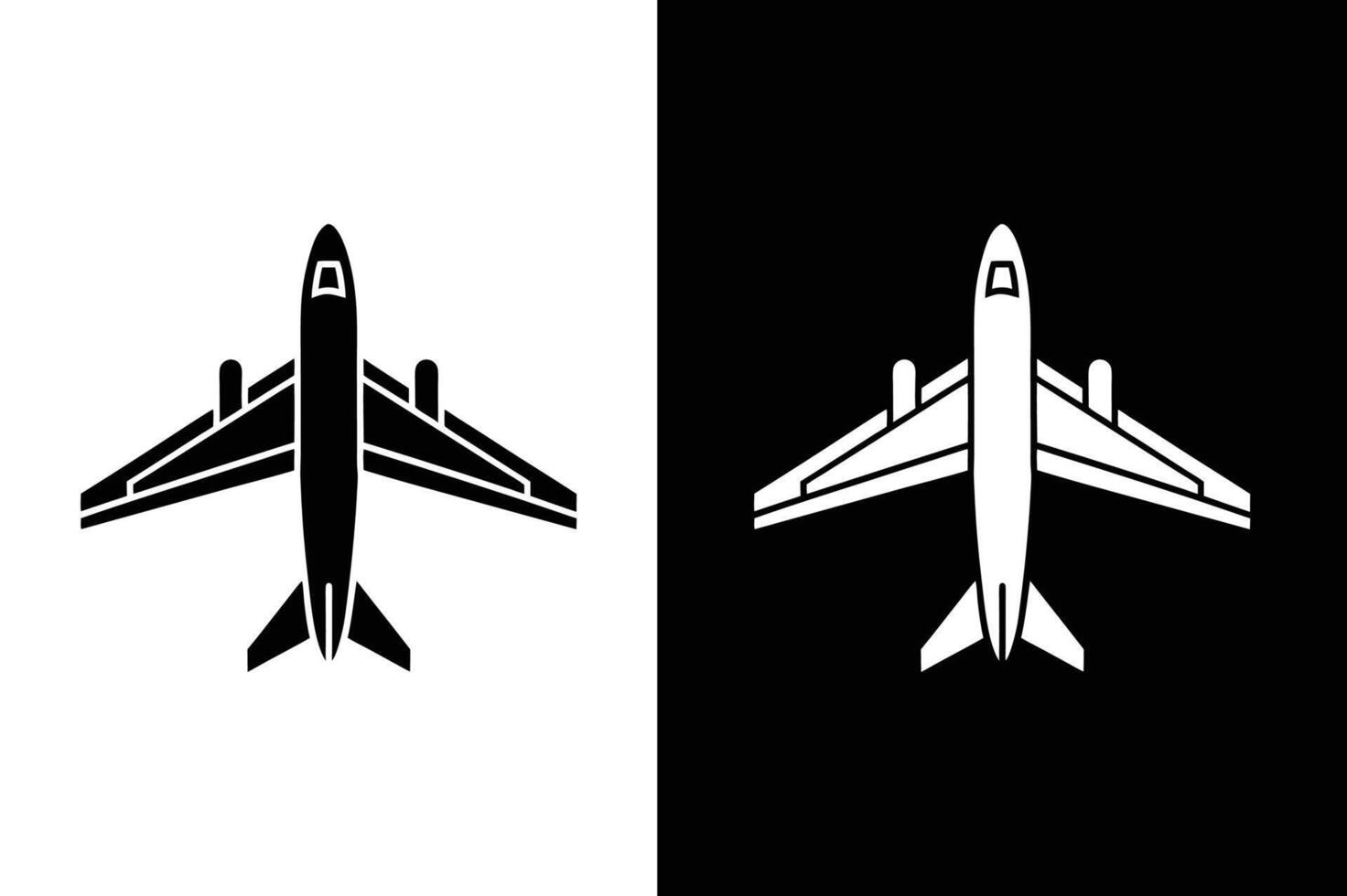 Minimalist Plane Icon. Bold Illustration on White and Black Background vector