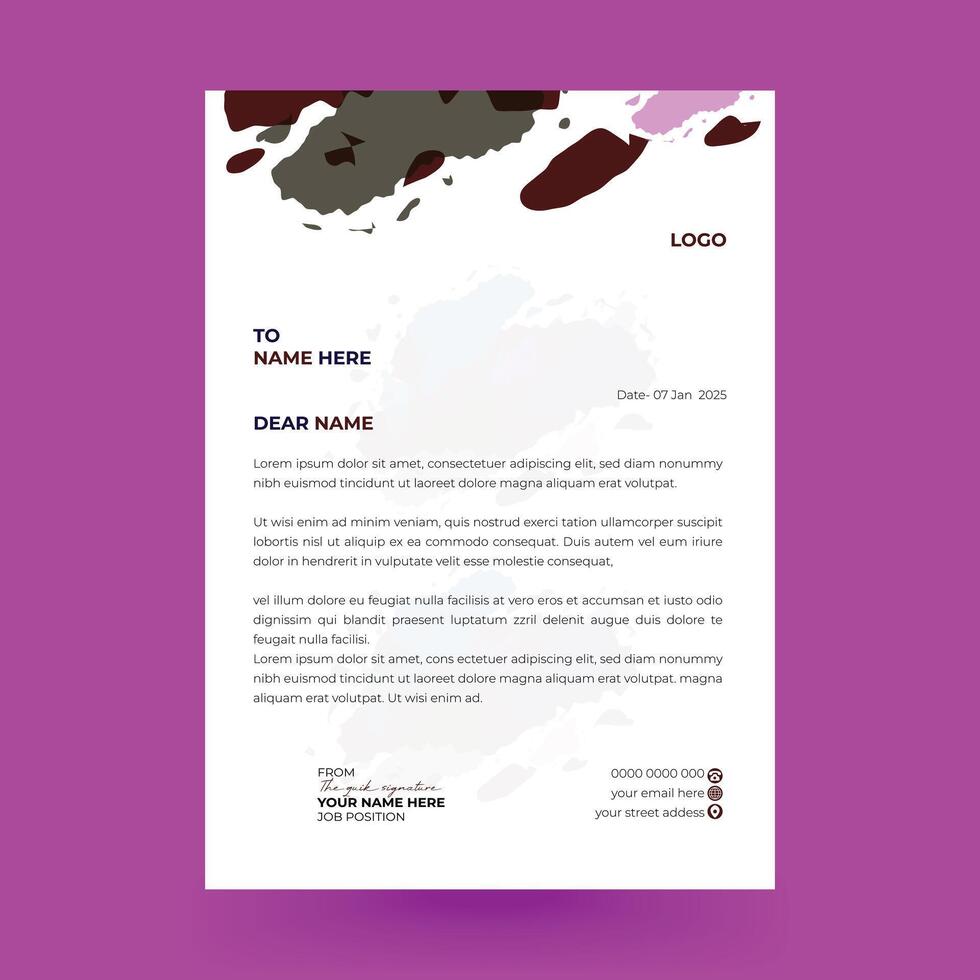 Professional Business style letterhead design, Corporate Business Letterhead, Elegant and minimalist style letterhead template design full . vector