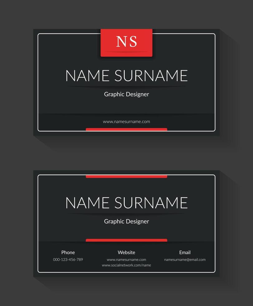 Black business card template, modern minimal design vector