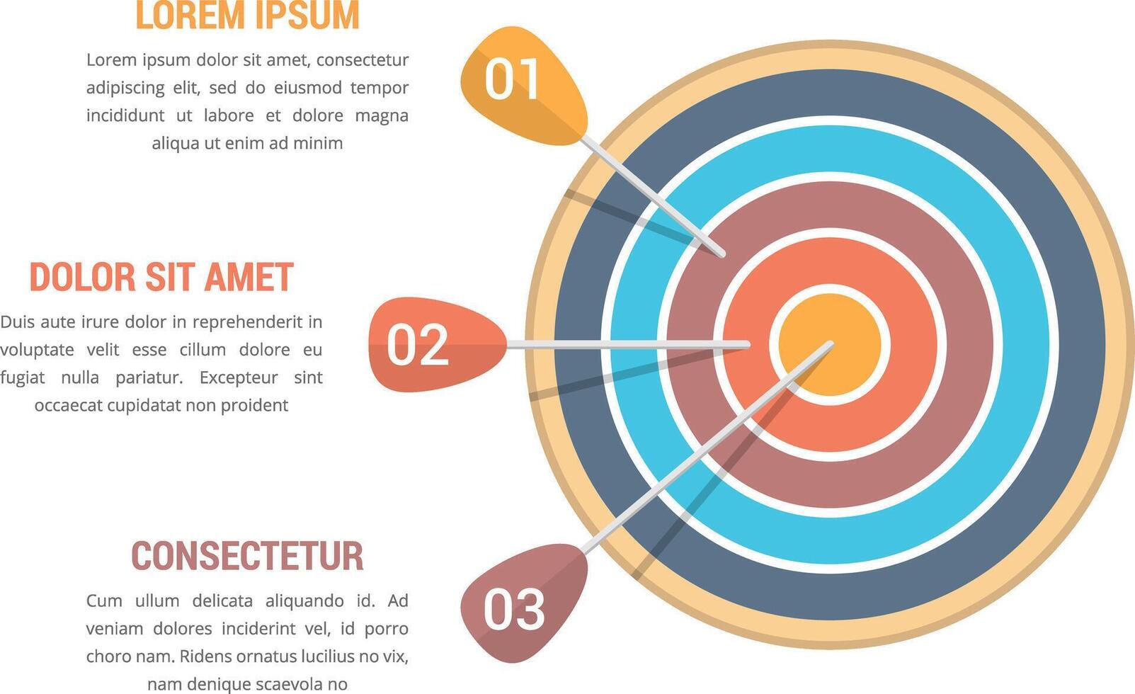 3 Steps to the goal, target with three arrows, infographic template with 3 steps vector