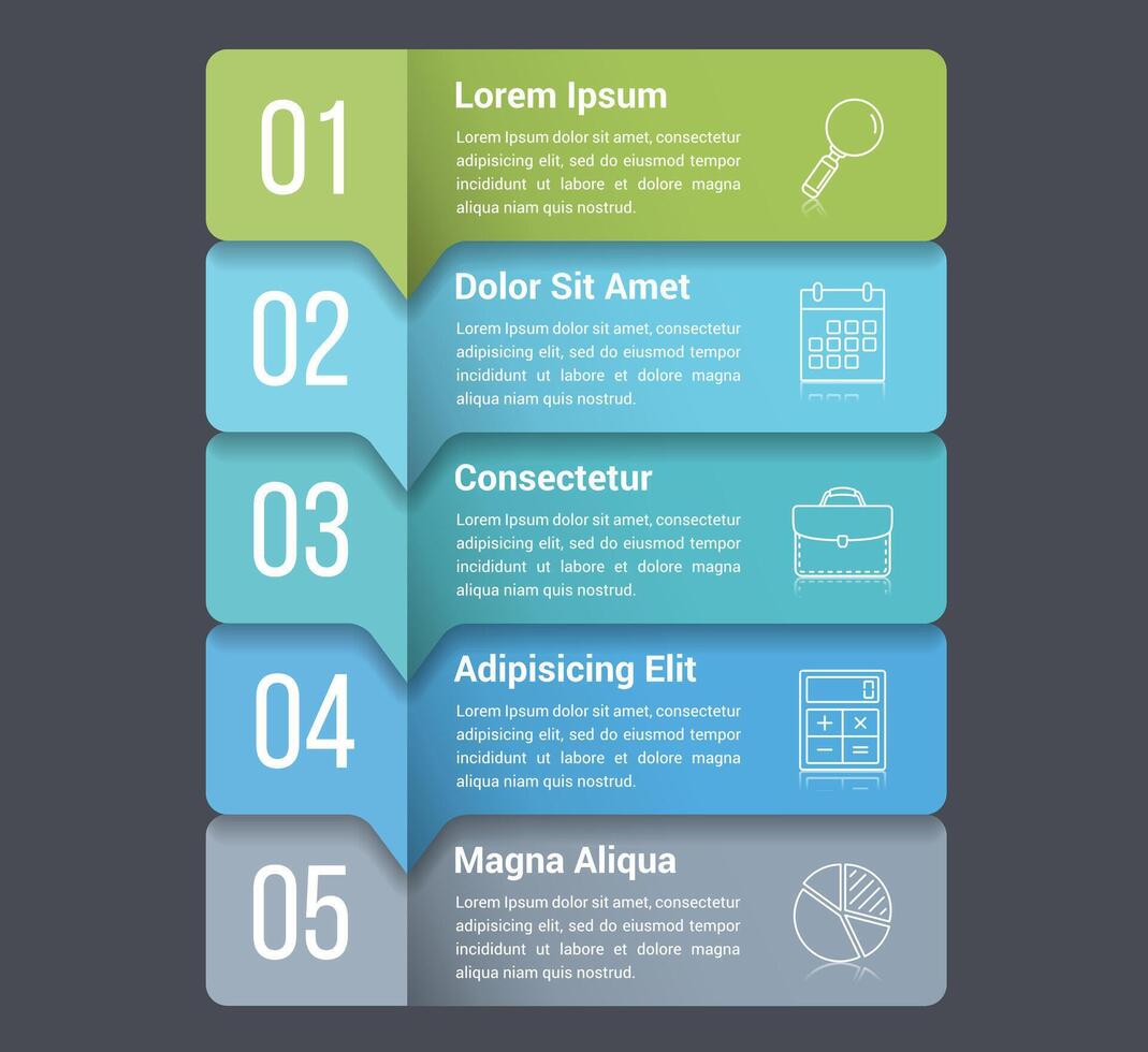 Infographic template with five steps or options, workflow, process diagram vector