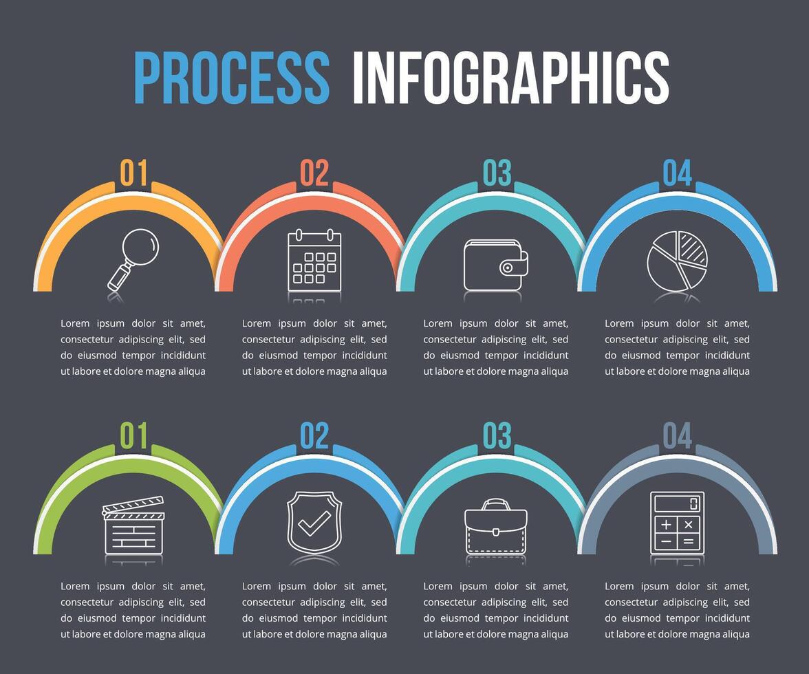 Infographic template with four steps or options, workflow, process diagram vector