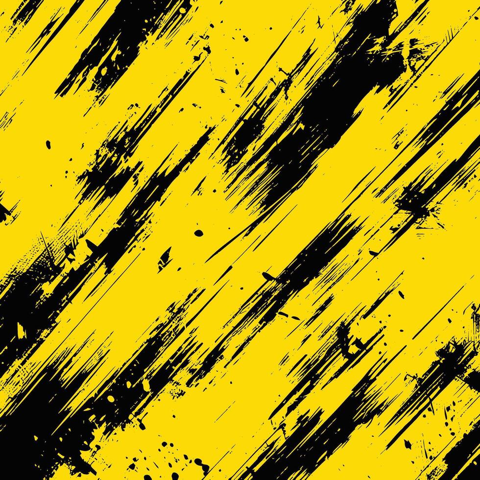 A black and yellow grunge background with paint splatters vector