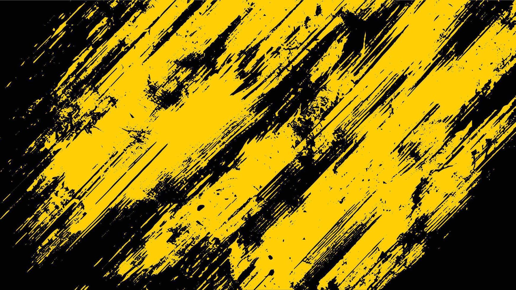 A black and yellow grunge texture on a black background vector