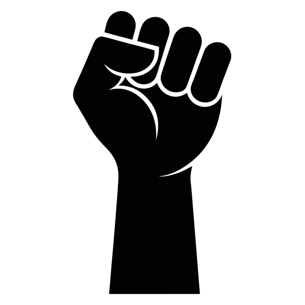 Raised Fist Silhouette Symbolizing Strength and Unity vector