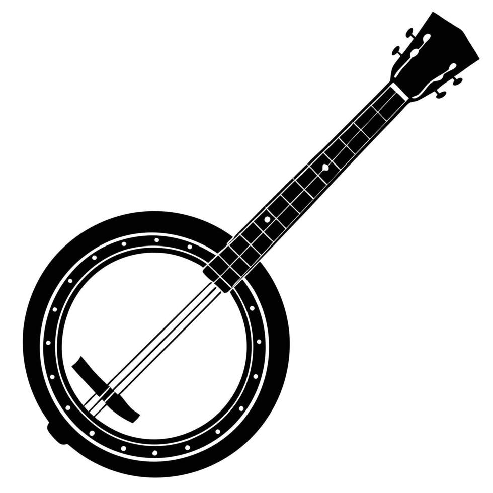 Timeless Banjo Silhouette for Music-Themed Decor vector