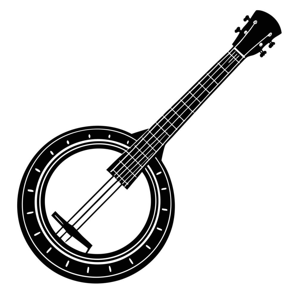 Unique Banjo Silhouette for Musical Artworks vector