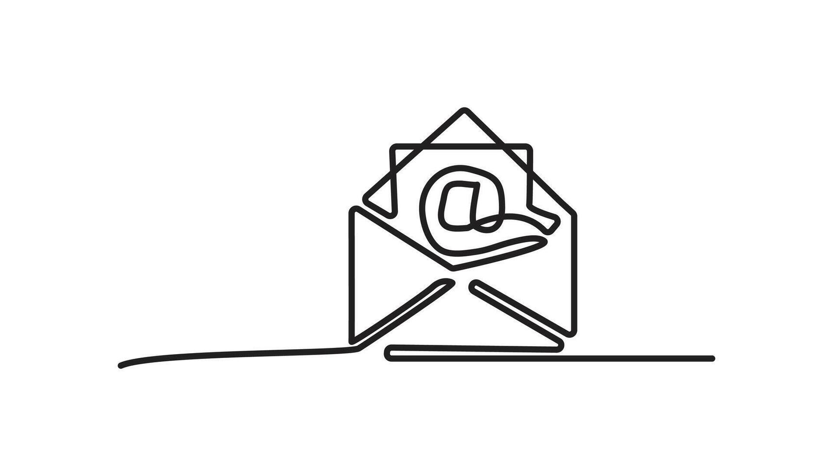 email icon continuous one line drawing techonology vector