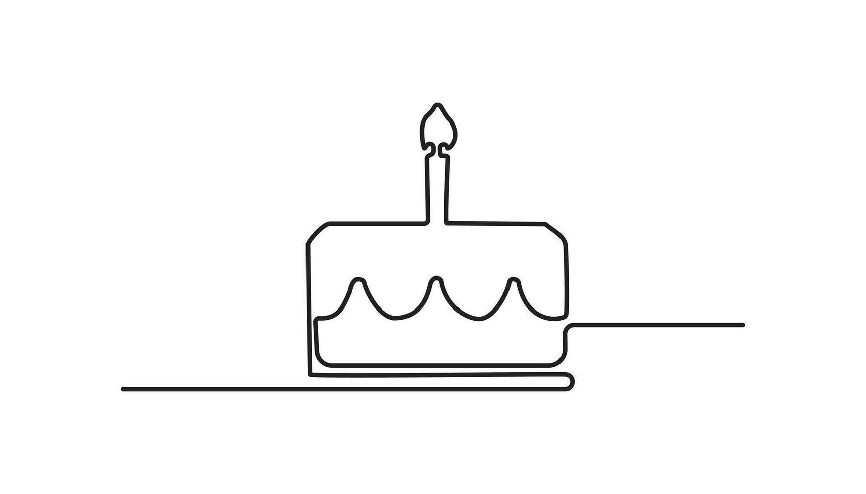 cake continuous one line drawing birthday cake vector