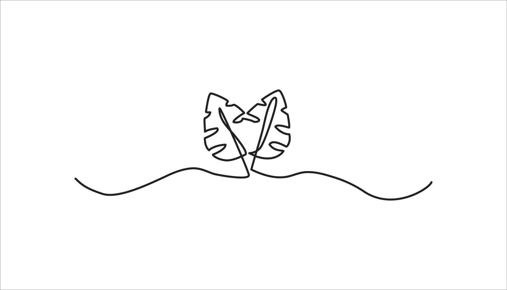 monstera leaf continuous one line drawing minimalist vector