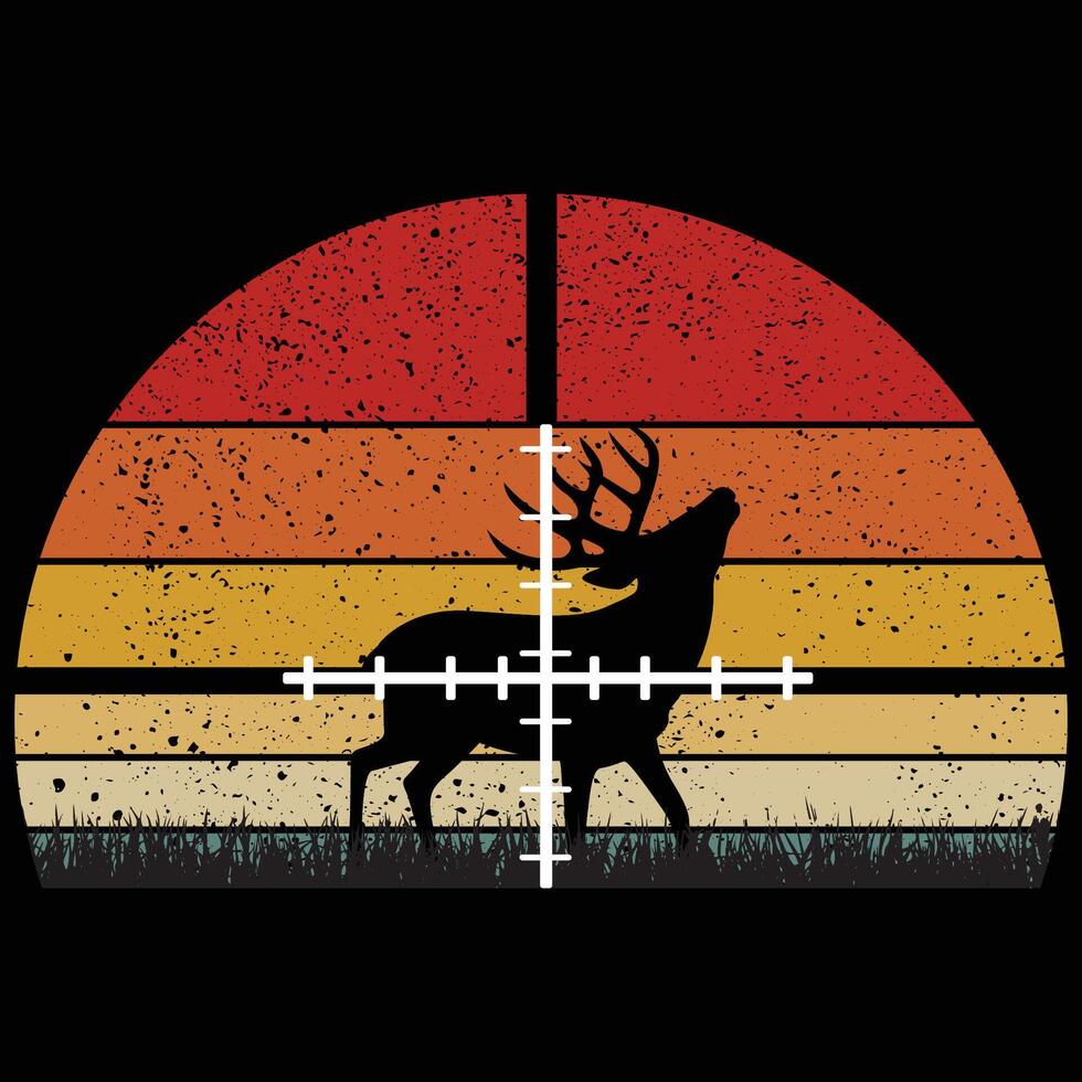 Retro Vintage Sunset Deer Hunting design vector