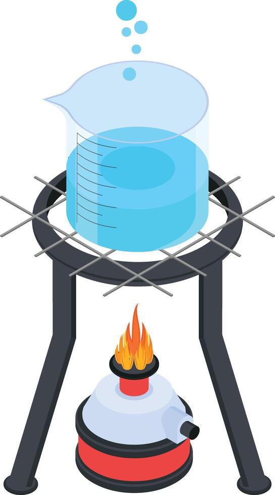Boiling Water in Beaker on Bunsen Burner vector