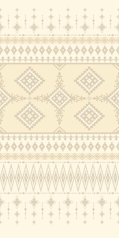 Beautiful Detailed Geometric Traditional Design Seamless Pattern Gold And Beige embroidery print striped scroll ornament border decoration for Silk weaves Handcraft Batik Royal Ethnic Luxury. vector