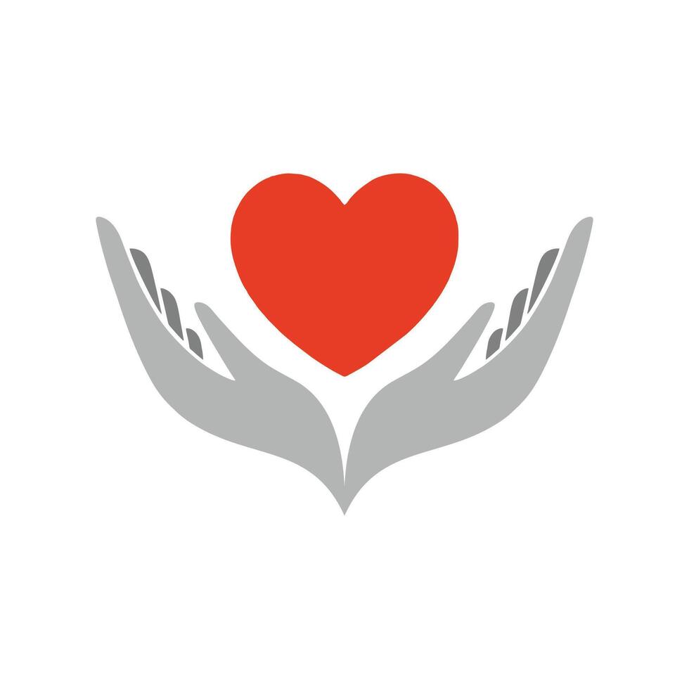 Simple Heart in hand symbol. Logo template for charity, health. illustration vector