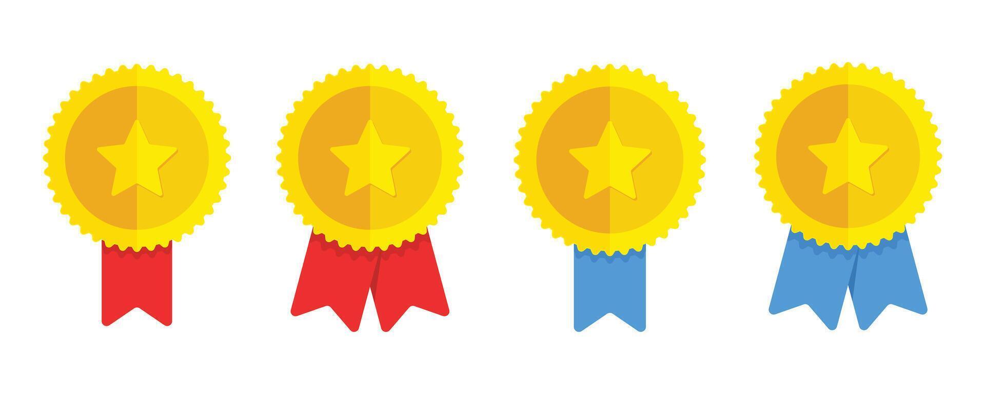 Award Medal Set on White Background vector