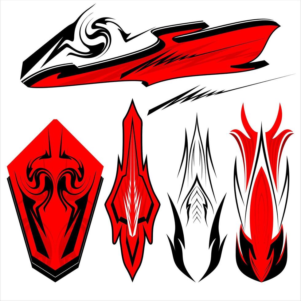 Racing graphic assets pack for motorsport automotive vector