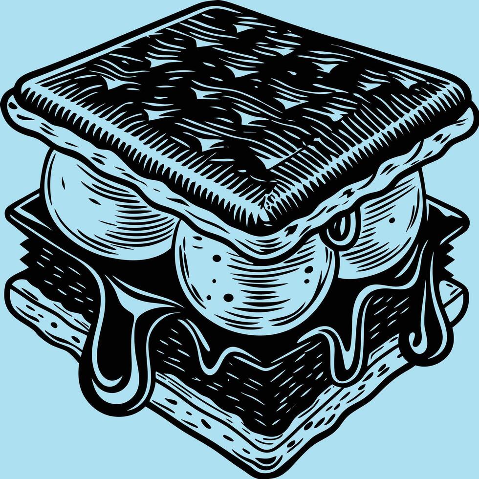 S'mores ice cream sandwich vector