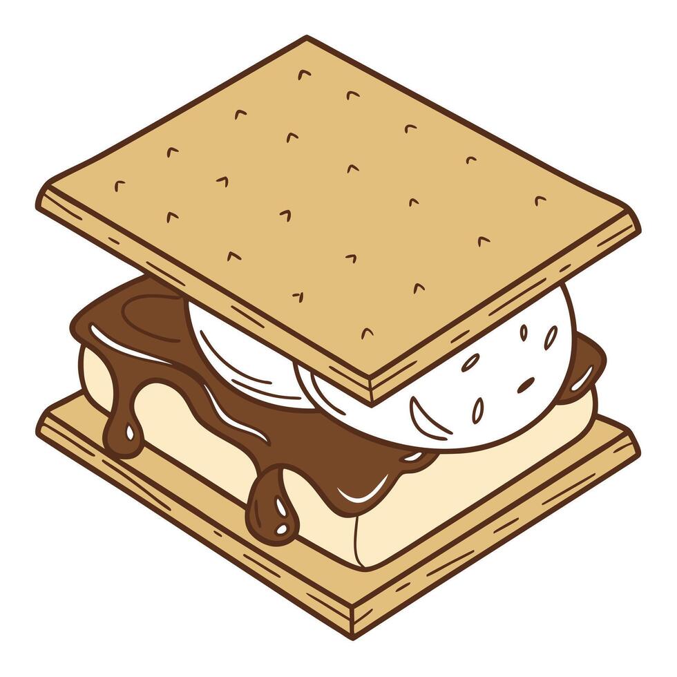 S'mores with chocolate and marshmallow vector