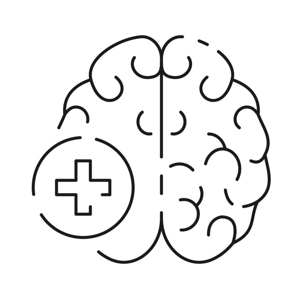 Brain health illustration with a medical cross symbol vector