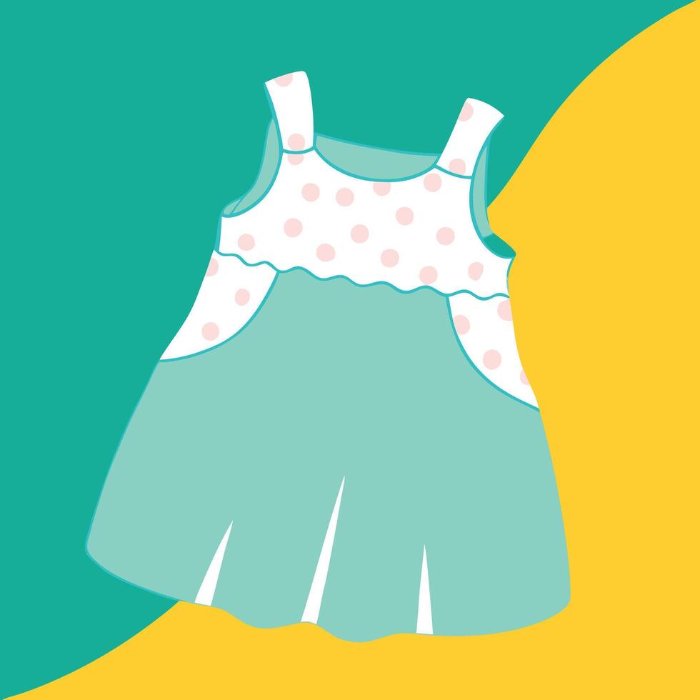A baby girl's dress with polka dots on it vector
