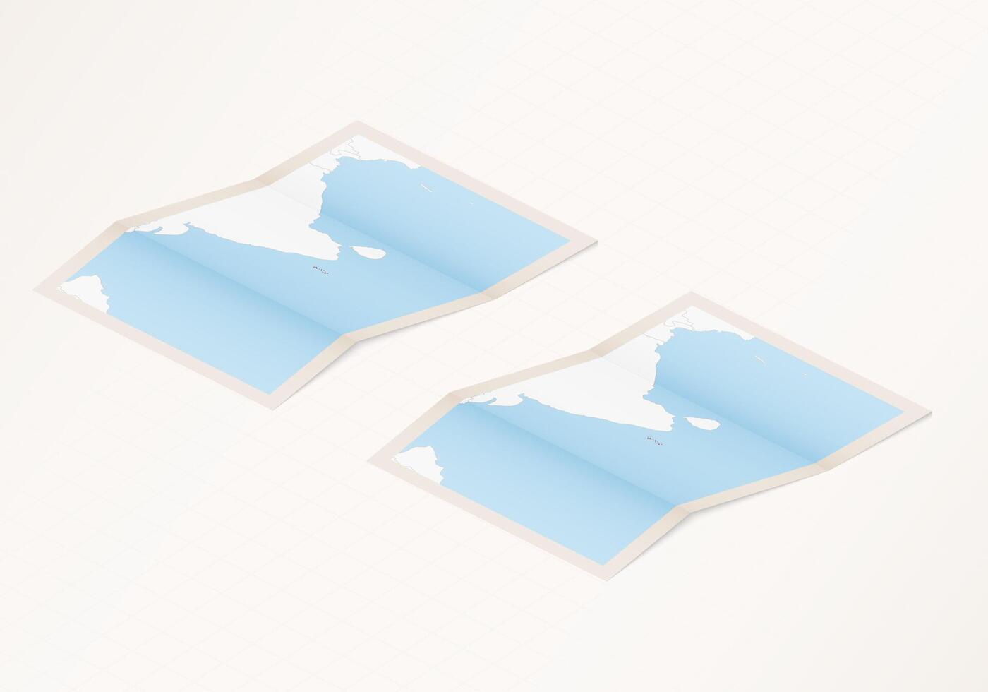 Two versions of a folded map of Maldives with the flag of the country of Maldives and with the red color highlighted. vector
