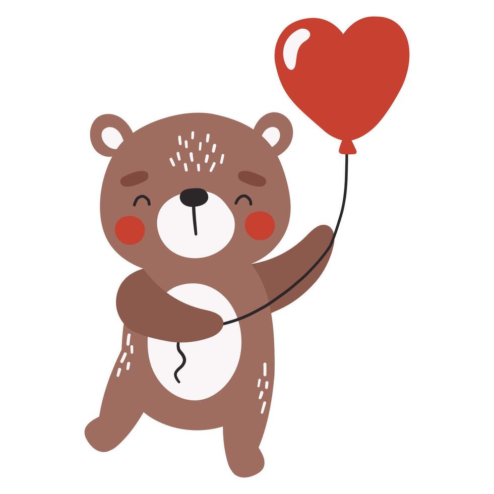 Love bear animal isolated, valentines animal, kids illustration vector